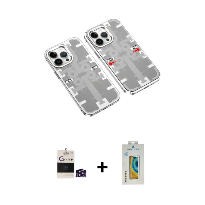 MARSİLYAN™- iPhone 14 Pro Max Kılıf Ufuk Doku Prime - Siyah Polymer Nano Ekran Koruyucu + Bilvis Titan Kamera Lens - DNMR