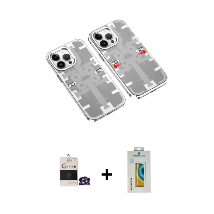 MARSİLYAN™- iPhone 14 Pro Max Kılıf Ufuk Doku Prime - Siyah Polymer Nano Ekran Koruyucu + Bilvis Titan Kamera Lens - GS