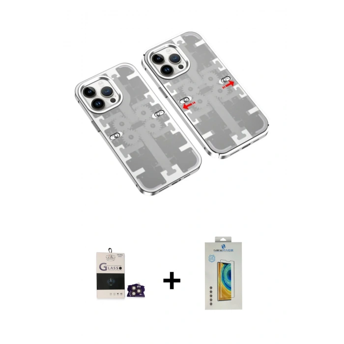 MARSİLYAN™- iPhone 14 Pro Max Kılıf Ufuk Doku Prime - Siyah Polymer Nano Ekran Koruyucu + Bilvis Titan Kamera Lens - GD