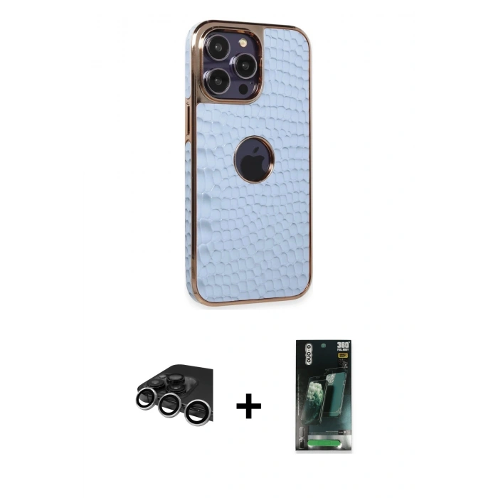 MARSİLYAN™- iPhone 14 Pro Max Kılıf Ufuk Form Prime - Şeffaf 360 Full Body Arka Koruyucu + Raze Metal Kamera Lens - GS