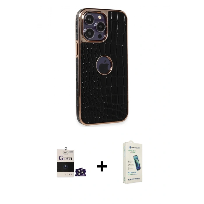 MARSİLYAN™- iPhone 14 Pro Max Kılıf Ufuk Form Prime - Şeffaf Pasifik Cam Ekran Koruyucu + Bilvis Titan Kamera Lens - DNMR