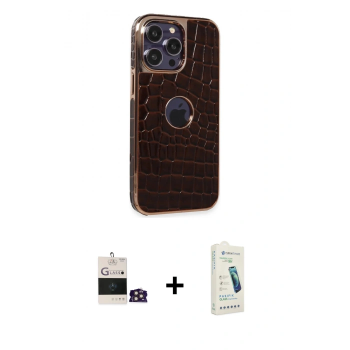MARSİLYAN™- iPhone 14 Pro Max Kılıf Ufuk Form Prime - Şeffaf Pasifik Cam Ekran Koruyucu + Bilvis Titan Kamera Lens - GD