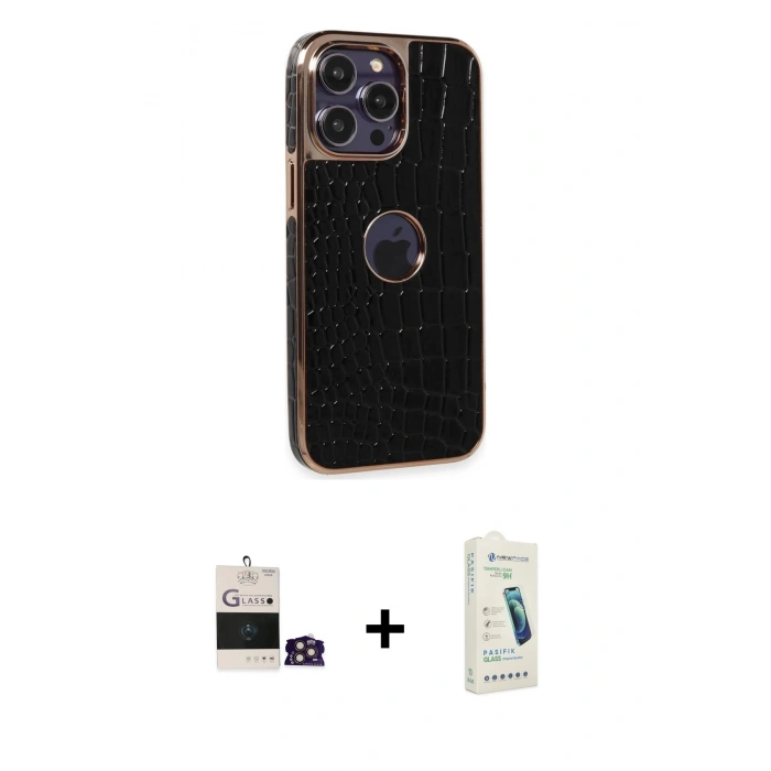 MARSİLYAN™- iPhone 14 Pro Max Kılıf Ufuk Form Prime - Şeffaf Pasifik Cam Ekran Koruyucu + Bilvis Titan Kamera Lens - GD