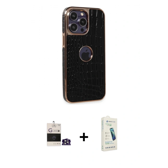 MARSİLYAN™- iPhone 14 Pro Max Kılıf Ufuk Form Prime - Şeffaf Pasifik Cam Ekran Koruyucu + Bilvis Titan Kamera Lens - GS