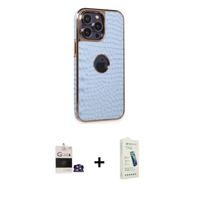 MARSİLYAN™- iPhone 14 Pro Max Kılıf Ufuk Form Prime - Şeffaf Pasifik Cam Ekran Koruyucu + Bilvis Titan Kamera Lens - GS