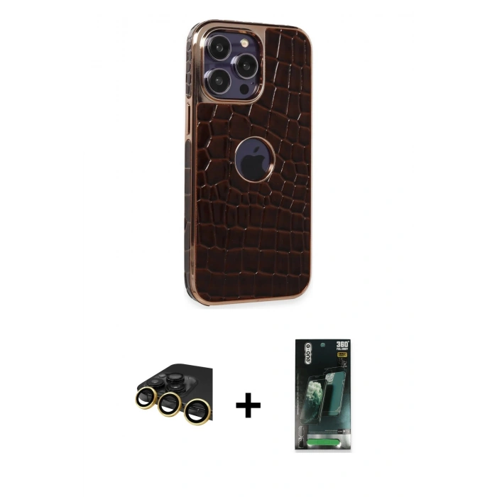 MARSİLYAN™- iPhone 14 Pro Max Kılıf Ufuk Form Prime - Siyah 360 Mat Full Body Arka Koruyucu + Raze Metal Kamera Lens - GD