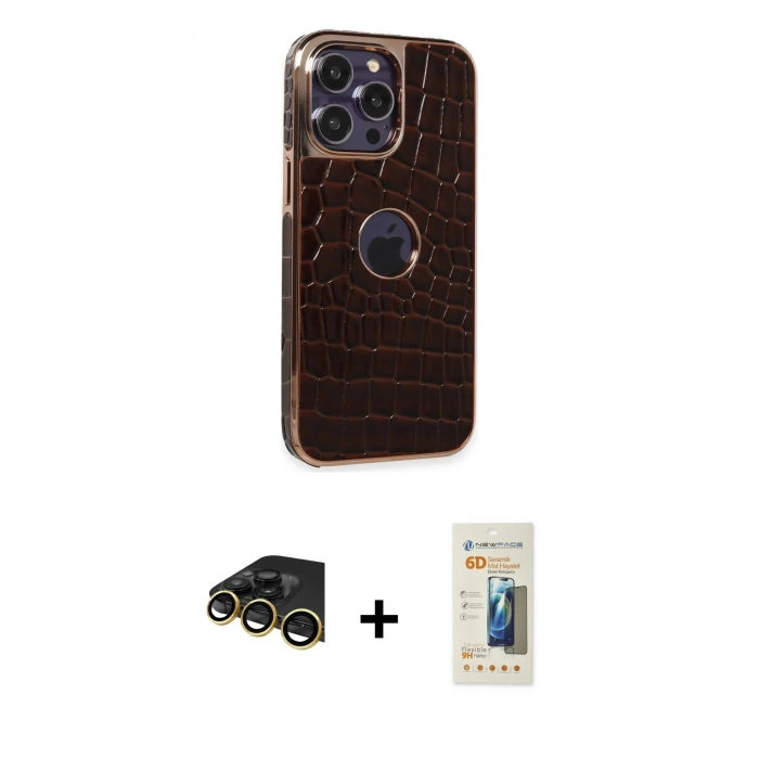 MARSİLYAN™- iPhone 14 Pro Max Kılıf Ufuk Form Prime - Siyah 6D Mat Seramik Hayalet Nano Ekran Koruyucu + Raze Metal Kamera Lens - GD