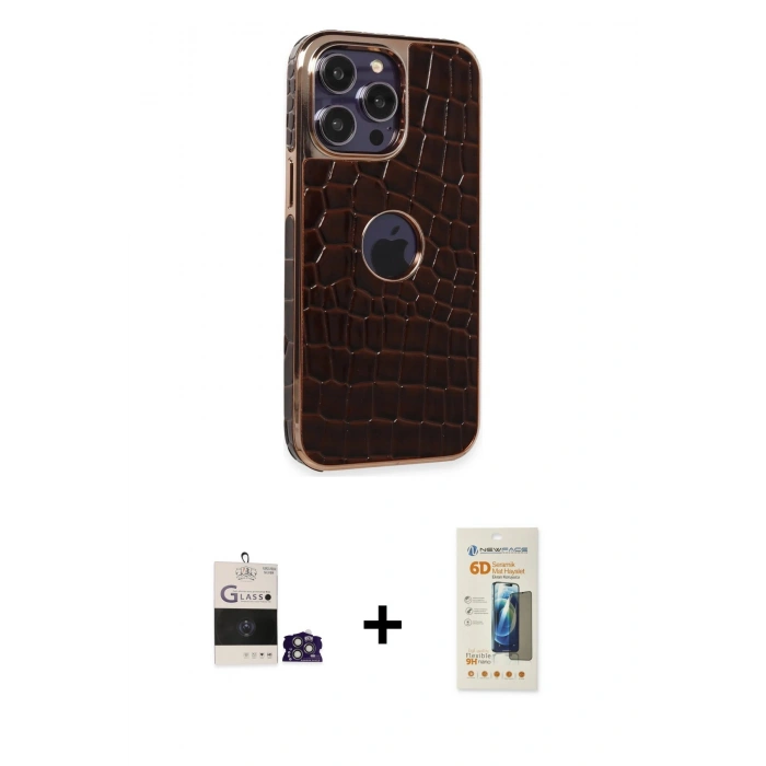 MARSİLYAN™- iPhone 14 Pro Max Kılıf Ufuk Form Prime - Siyah 6D Mat Seramik Hayalet Nano Ekran Koruyucu + Gümüş Bilvis Titan Kamera Lens