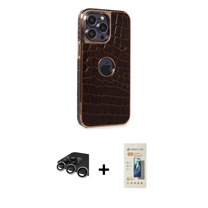 MARSİLYAN™- iPhone 14 Pro Max Kılıf Ufuk Form Prime - Siyah 6D Mat Seramik Hayalet Nano Ekran Koruyucu + Raze Metal Kamera Lens - GS