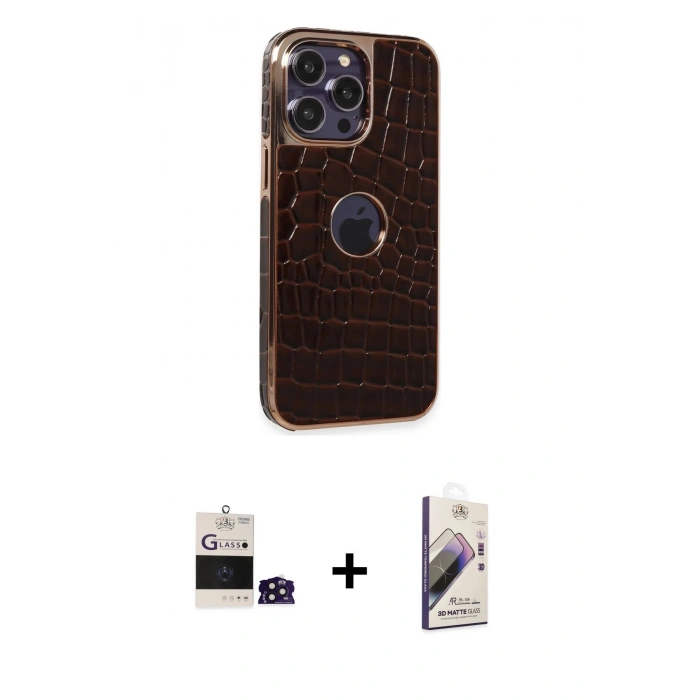 MARSİLYAN™- iPhone 14 Pro Max Kılıf Ufuk Form Prime - Siyah Bilvis 3D Mat Cam Ekran Koruyucu + Bilvis Titan Kamera Lens - DNMR
