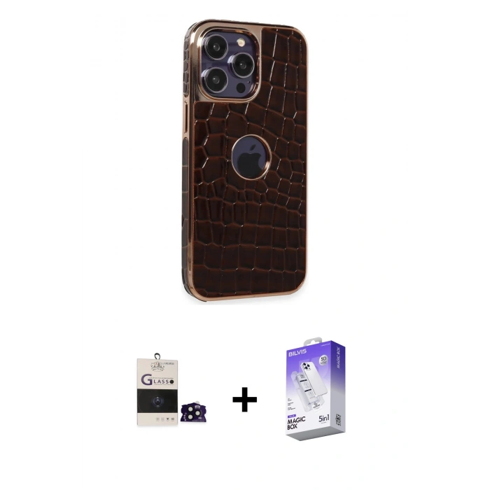 MARSİLYAN™- iPhone 14 Pro Max Kılıf Ufuk Form Prime - Siyah Bilvis 5in1 3D Magic Cam Ekran Koruyucu + Bilvis Titan Kamera Lens - SH
