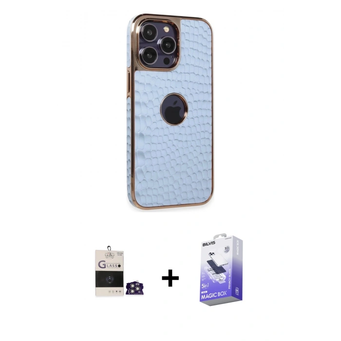 MARSİLYAN™- iPhone 14 Pro Max Kılıf Ufuk Form Prime - Siyah Bilvis 5in1 5D Magic Hayalet Cam Ekran Koruyucu + Bilvis Titan Kamera Lens - GS