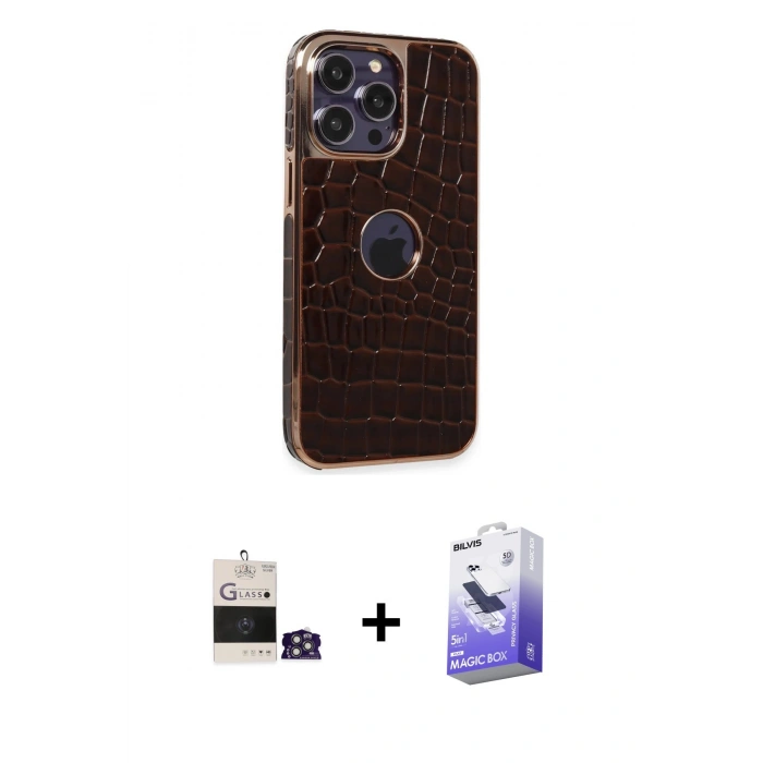 MARSİLYAN™- iPhone 14 Pro Max Kılıf Ufuk Form Prime - Siyah Bilvis 5in1 5D Magic Hayalet Cam Ekran Koruyucu + Bilvis Titan Kamera Lens - GS