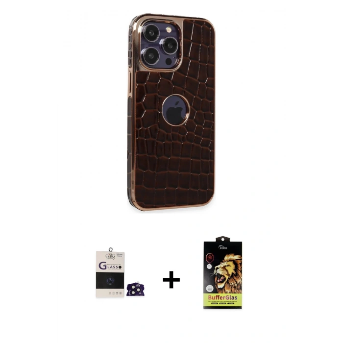 MARSİLYAN™- iPhone 14 Pro Max Kılıf Ufuk Form Prime - Siyah Buffer Cam Ekran Koruyucu + Derin Mor Bilvis Titan Kamera Lens