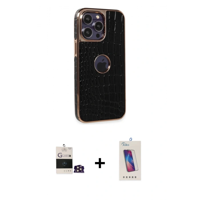 MARSİLYAN™- iPhone 14 Pro Max Kılıf Ufuk Form Prime - Siyah Joko 5D Cam + Bilvis Titan Kamera Lens - GD
