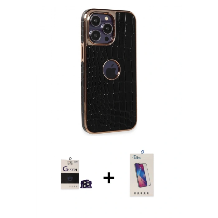 MARSİLYAN™- iPhone 14 Pro Max Kılıf Ufuk Form Prime - Siyah Joko 5D Cam + Bilvis Titan Kamera Lens - DNMR