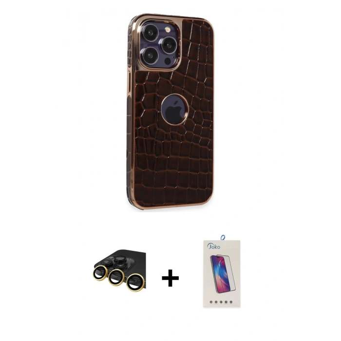 MARSİLYAN™- iPhone 14 Pro Max Kılıf Ufuk Form Prime - Siyah Joko 5D Cam + Raze Metal Kamera Lens - GD
