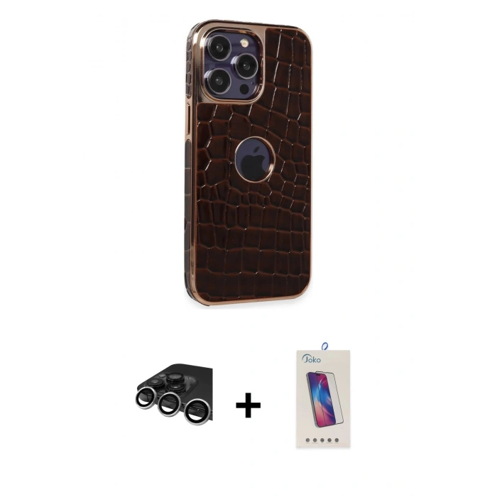 MARSİLYAN™- iPhone 14 Pro Max Kılıf Ufuk Form Prime - Siyah Joko 5D Cam + Raze Metal Kamera Lens - GS