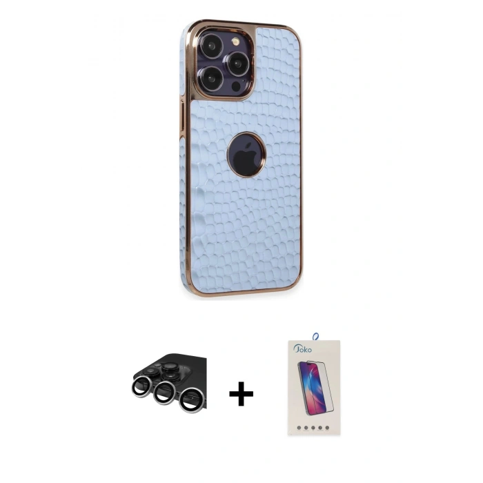 MARSİLYAN™- iPhone 14 Pro Max Kılıf Ufuk Form Prime - Siyah Joko 5D Cam + Raze Metal Kamera Lens - GS