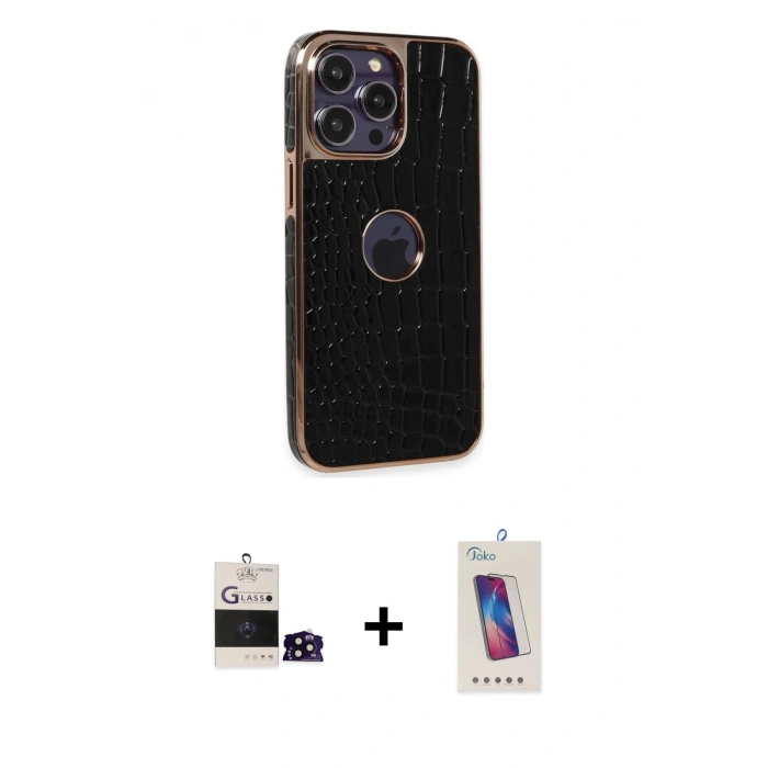 MARSİLYAN™- iPhone 14 Pro Max Kılıf Ufuk Form Prime - Siyah Joko 5D Cam + Bilvis Titan Kamera Lens - SH