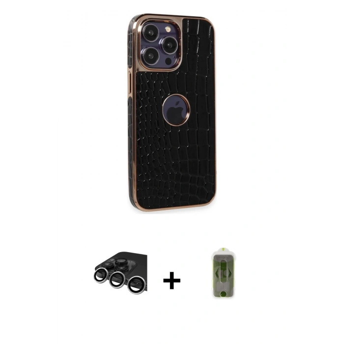 MARSİLYAN™- iPhone 14 Pro Max Kılıf Ufuk Form Prime - Siyah Joko Magic 5D Hayalet Cam + Raze Metal Kamera Lens - GS