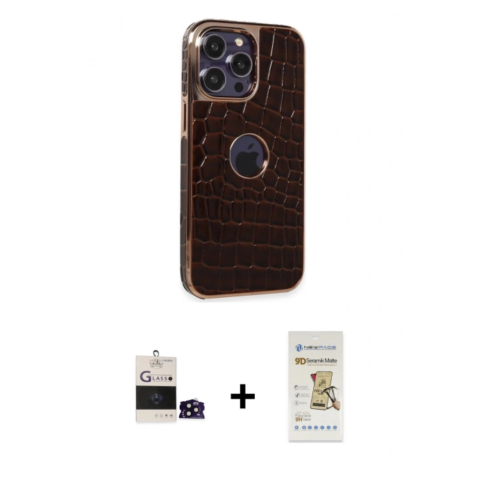MARSİLYAN™- iPhone 14 Pro Max Kılıf Ufuk Form Prime - Siyah Mat Seramik Nano Ekran Koruyucu + Bilvis Titan Kamera Lens - SH