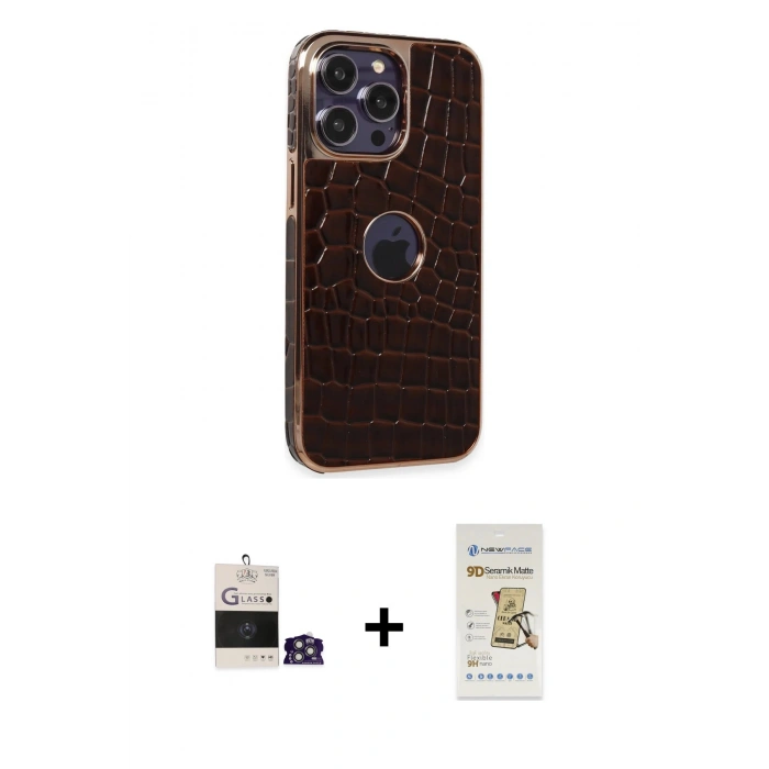 MARSİLYAN™- iPhone 14 Pro Max Kılıf Ufuk Form Prime - Siyah Mat Seramik Nano Ekran Koruyucu + Bilvis Titan Kamera Lens - GS