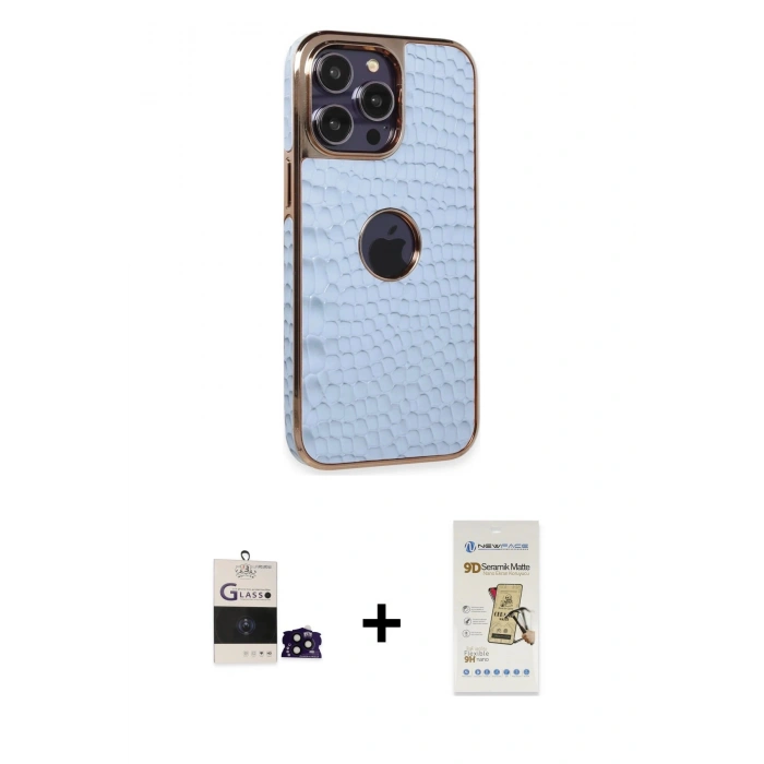MARSİLYAN™- iPhone 14 Pro Max Kılıf Ufuk Form Prime - Siyah Mat Seramik Nano Ekran Koruyucu + Bilvis Titan Kamera Lens - SH