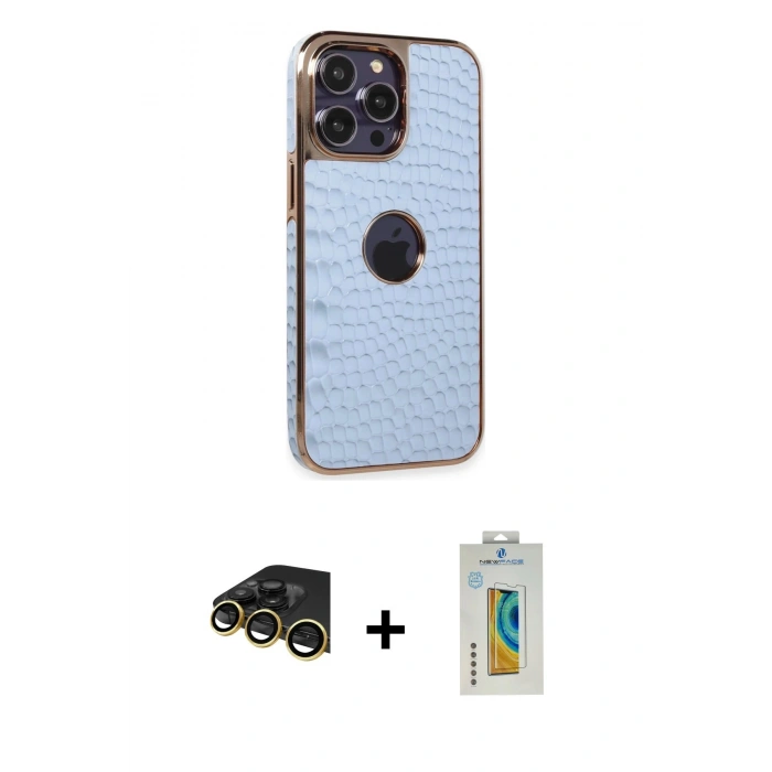 MARSİLYAN™- iPhone 14 Pro Max Kılıf Ufuk Form Prime - Siyah Polymer Nano Ekran Koruyucu + Raze Metal Kamera Lens - GD