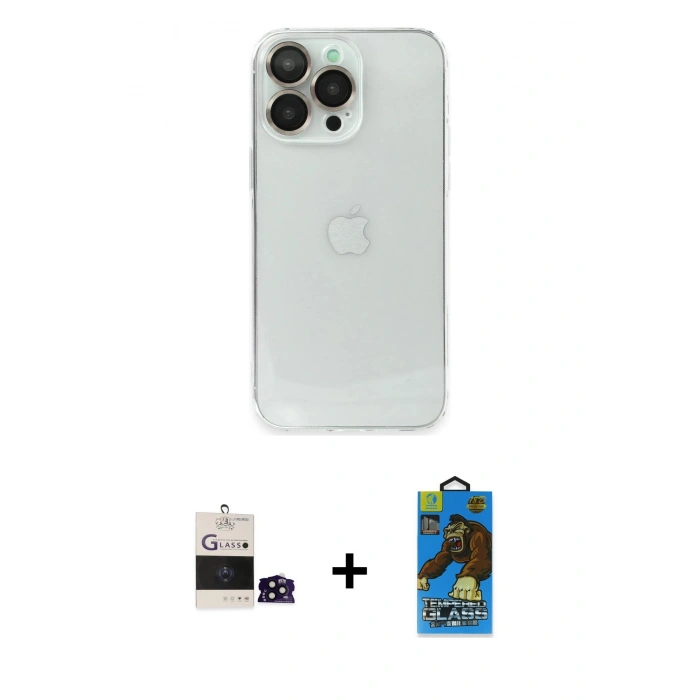 MARSİLYAN™- iPhone 14 Pro Max Kılıf Ufuk Minimal Özel Seri - Siyah 18D Cam Ekran Koruyucu + Bilvis Titan Kamera Lens - SH