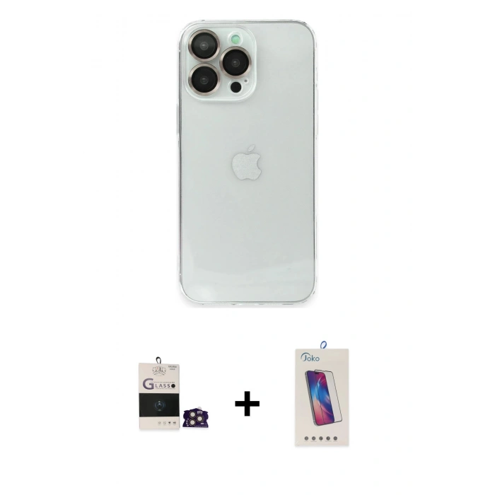 MARSİLYAN™- iPhone 14 Pro Max Kılıf Ufuk Minimal Özel Seri - Siyah Joko 5D Cam + Bilvis Titan Kamera Lens - GD