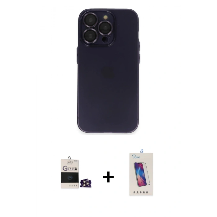 MARSİLYAN™- iPhone 14 Pro Max Kılıf Ufuk Minimal Özel Seri - Siyah Joko 5D Cam + Bilvis Titan Kamera Lens - GD