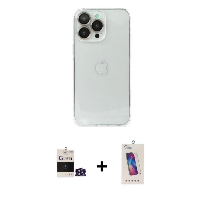 MARSİLYAN™- iPhone 14 Pro Max Kılıf Ufuk Minimal Özel Seri - Siyah Joko 5D Cam + Bilvis Titan Kamera Lens - DNMR