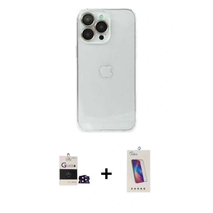 MARSİLYAN™- iPhone 14 Pro Max Kılıf Ufuk Minimal Özel Seri - Siyah Joko 5D Cam + Bilvis Titan Kamera Lens - SH