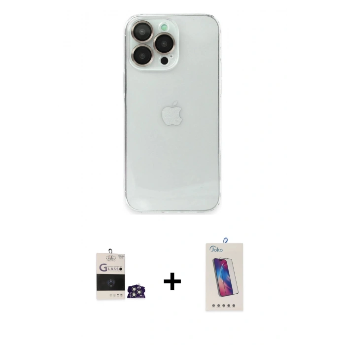 MARSİLYAN™- iPhone 14 Pro Max Kılıf Ufuk Minimal Özel Seri - Siyah Joko 5D Cam + Bilvis Titan Kamera Lens - GS