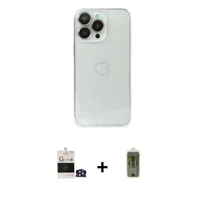 MARSİLYAN™- iPhone 14 Pro Max Kılıf Ufuk Minimal Özel Seri - Siyah Joko Magic 5D Hayalet Cam + Bilvis Titan Kamera Lens - GD
