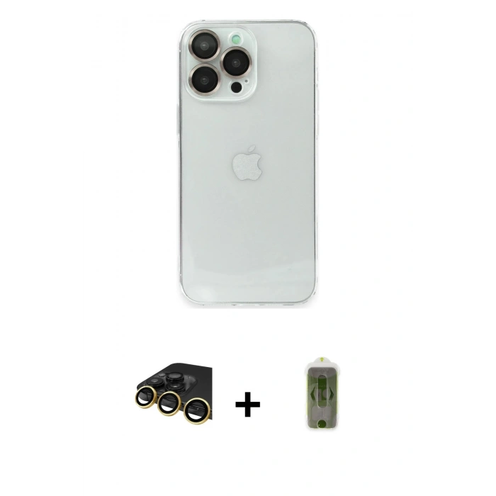 MARSİLYAN™- iPhone 14 Pro Max Kılıf Ufuk Minimal Özel Seri - Siyah Joko Magic 5D Hayalet Cam + Raze Metal Kamera Lens - GD