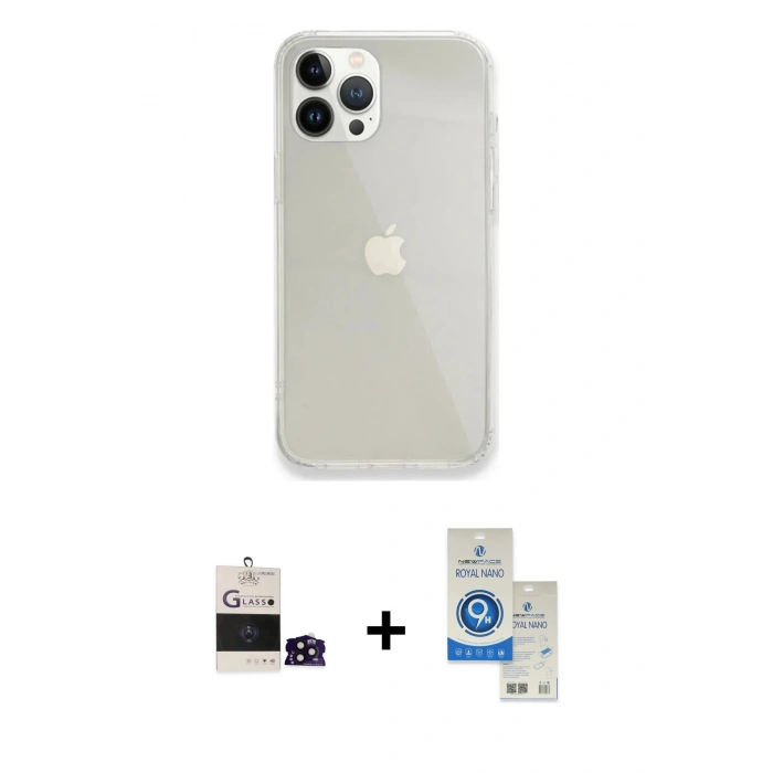 MARSİLYAN™- iPhone 14 Pro Max Kılıf Vadi Asil Prime - Şeffaf Royal Nano Ekran Koruyucu + Bilvis Titan Kamera Lens - SH