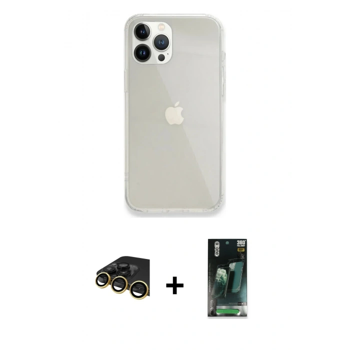 MARSİLYAN™- iPhone 14 Pro Max Kılıf Vadi Asil Prime - Siyah 360 Mat Full Body Arka Koruyucu + Raze Metal Kamera Lens - GD