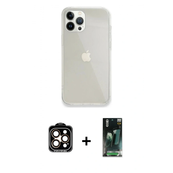MARSİLYAN™- iPhone 14 Pro Max Kılıf Vadi Asil Prime - Siyah 360 Mat Full Body Arka Koruyucu + PVD Metal Kamera Lens - TU