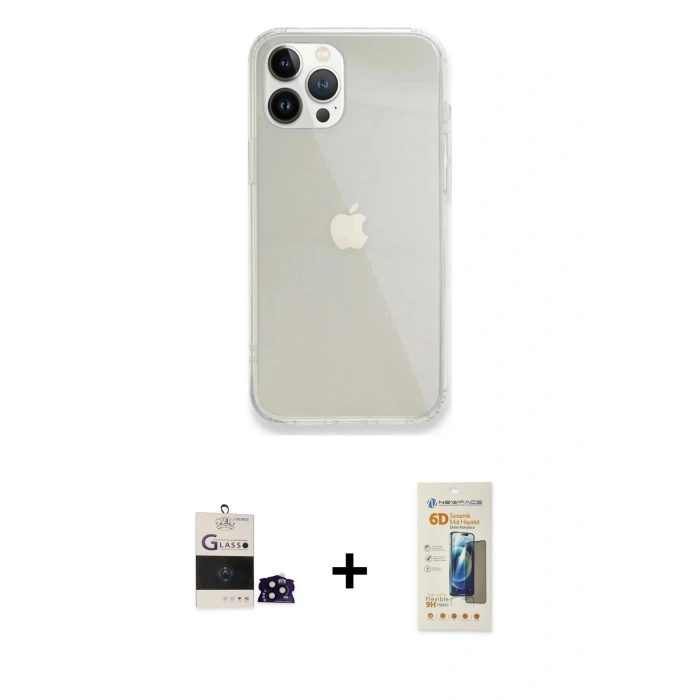 MARSİLYAN™- iPhone 14 Pro Max Kılıf Vadi Asil Prime - Siyah 6D Mat Seramik Hayalet Nano Ekran Koruyucu + Bilvis Titan Kamera Lens - SH