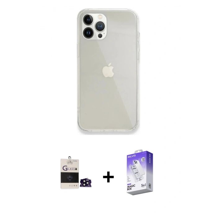 MARSİLYAN™- iPhone 14 Pro Max Kılıf Vadi Asil Prime - Siyah Bilvis 5in1 3D Magic Cam Ekran Koruyucu + Bilvis Titan Kamera Lens - SH