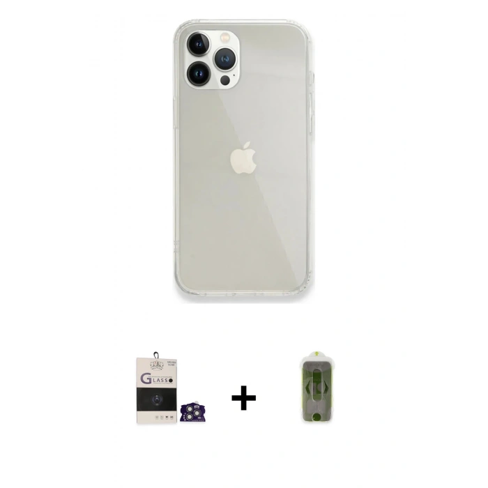 MARSİLYAN™- iPhone 14 Pro Max Kılıf Vadi Asil Prime - Siyah Joko Magic 5D Hayalet Cam + Bilvis Titan Kamera Lens - GS