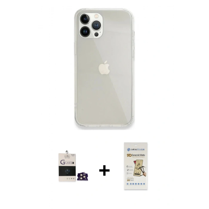 MARSİLYAN™- iPhone 14 Pro Max Kılıf Vadi Asil Prime - Siyah Mat Seramik Nano Ekran Koruyucu + Bilvis Titan Kamera Lens - GD