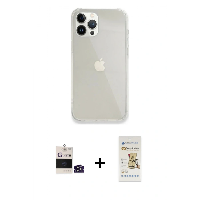MARSİLYAN™- iPhone 14 Pro Max Kılıf Vadi Asil Prime - Siyah Mat Seramik Nano Ekran Koruyucu + Bilvis Titan Kamera Lens - DNMR