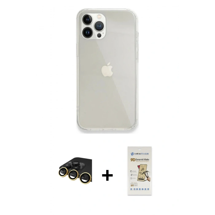 MARSİLYAN™- iPhone 14 Pro Max Kılıf Vadi Asil Prime - Siyah Mat Seramik Nano Ekran Koruyucu + Raze Metal Kamera Lens - GD