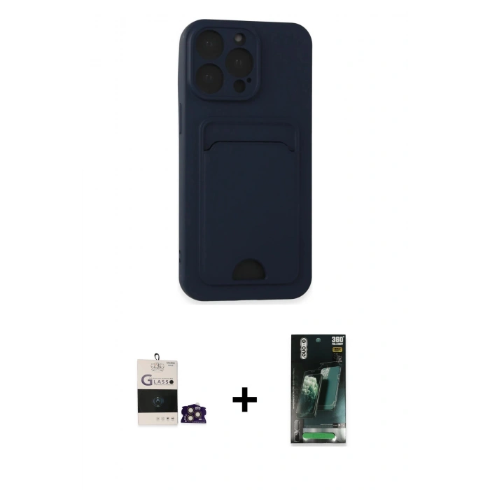 MARSİLYAN™- iPhone 14 Pro Max Kılıf Vadi Çizgi Prime - Şeffaf 360 Full Body Arka Koruyucu + Bilvis Titan Kamera Lens - GD