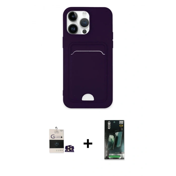 MARSİLYAN™- iPhone 14 Pro Max Kılıf Vadi Çizgi Prime - Şeffaf 360 Full Body Arka Koruyucu + Bilvis Titan Kamera Lens - GD