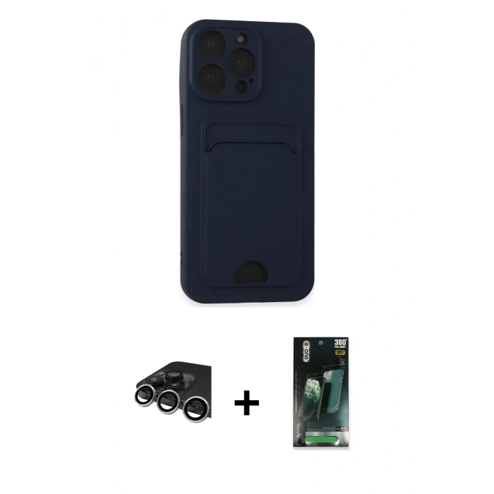 MARSİLYAN™- iPhone 14 Pro Max Kılıf Vadi Çizgi Prime - Şeffaf 360 Full Body Arka Koruyucu + Raze Metal Kamera Lens - GS