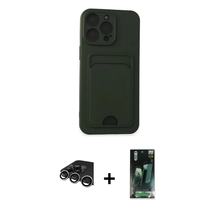 MARSİLYAN™- iPhone 14 Pro Max Kılıf Vadi Çizgi Prime - Şeffaf 360 Full Body Arka Koruyucu + Raze Metal Kamera Lens - GS